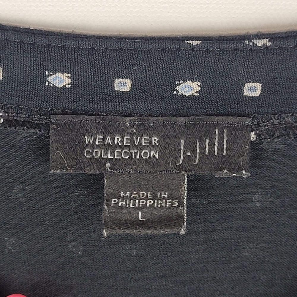 J Jill Wearever Collection Top Women Large Black Tunic Short Flowy Boat Neck - Picture 4 of 11